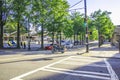 Motorcycle Police Officer detours traffic around the protests Royalty Free Stock Photo