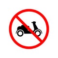 motorcycle prohibition sign, crossed out red circle