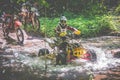 Motorcycle quad bike crossing water Royalty Free Stock Photo
