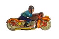 Motorcycle racer, old clockwork toy Royalty Free Stock Photo