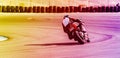 Motorcycle racer rides on a sports track