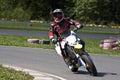 Motorcycle racer on route