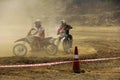 PUNE, MAHARASHTRA, INDIA, February 2018, Motorcycle racers compete with each other during dirt cross motorcycle race