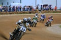 Motorcycle racers on the turn Royalty Free Stock Photo
