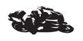 Motorcycle racing, abstract vector silhouette. Side view