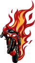 Motorcycle Racing with Fire Vector illustration design