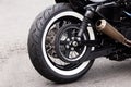 Motorcycle Rear Wheel. Freedom And Travel Concept.