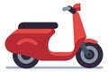 Motorcycle. Red delivery scooter, classic vehicle road racing, speed extreme driving, travel and sport transport, modern Royalty Free Stock Photo