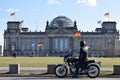 Motorcycle, Reichstag, and flags