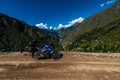 Motorcycle Rider in Darma Valley / Dugtu Valley in Uttrakhand Royalty Free Stock Photo