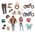 Motorcycle Rider Elements Collection Royalty Free Stock Photo