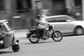 Motorcycle rider in peak hours of traffic in Bangalore