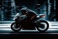 Motorcycle rider, sports bike, intense speed, white black background Royalty Free Stock Photo