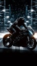 Motorcycle rider, sports bike, intense speed, white black background Royalty Free Stock Photo