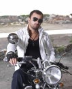 Motorcycle rider with sunglasses