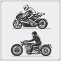 Motorcycle riders. Emblems of biker club. Vintage style.