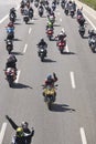 Motorcycle riders on the road. Transportation background.