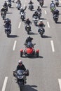 Motorcycle riders on the road. Transportation background