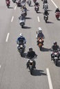 Motorcycle riders on the road. Transportation background