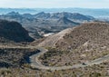 Motorcycle on Route 66 in the Arizona Black Mountains Royalty Free Stock Photo