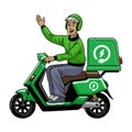 Motorcycle Service Driver riding Electric Scooter