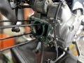 motorcycle service engine repair close up. Maintenance of motorcycle engine.