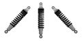 Motorcycle shock absorbers set, realistic metal, vector illustration