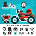 Motorcycle Shop And Service Illustration