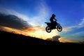 Motorcycle silhouette are jumping