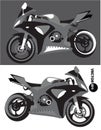 Motorcycle, sports body kit, monochrome vector isolated on black and white background. Motorbike. Sportbike. Transport Royalty Free Stock Photo