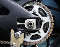 Motorcycle sprocket with rusty chain Royalty Free Stock Photo