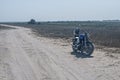 Motorcycle on sandy road