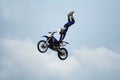 Motorcycle stunt acrobatics Royalty Free Stock Photo