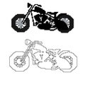 Motorcycle in the style of pixel art.