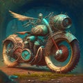 Motorcycle in the style of steampunk, fantasy. Generative AI technology