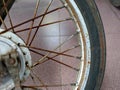 Motorcycle tires that are worn and rusty but are still usable Royalty Free Stock Photo