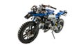 Motorcycle toy concept assembled using lego blocks Royalty Free Stock Photo