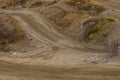 Motorcycle tracks in sand. Sport trails for training in a sand dune Royalty Free Stock Photo