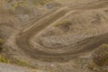 Motorcycle tracks in sand. Sport trails for training in a sand dune Royalty Free Stock Photo