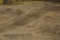 Motorcycle tracks in sand. Sport trails for training in a sand dune Royalty Free Stock Photo