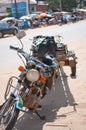 Motorcycle on Traffic road of Cambodia at Poipet Royalty Free Stock Photo
