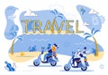 Motorcycle Travel Along Coast an Exotic Island