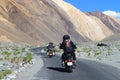 Motorcycle travelers ride in indian Himalaya roads,leh ladakh Royalty Free Stock Photo