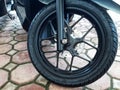 motorcycle tubeless tires with black racing wheels