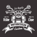 Motorcycle vector emblem with ribbon for text