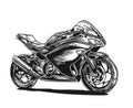 Motorcycle. Vector Engraved Illustration