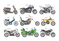 Motorcycle vector motorbike or chopper and motoring cycle ride transport illustration motorcycling set of scooter motor Royalty Free Stock Photo