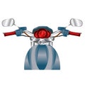 Motorcycle, view from the driver`s seat, isolated object on a white background, vector illustration Royalty Free Stock Photo