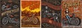 Motorcycle vintage colorful posters set Royalty Free Stock Photo