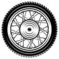 Motorcycle vintage wheel. Vector monochrome template. Element for design